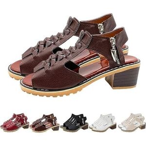 SIAMZYWV Libiyi Sandalen, zomerse ultra-comfortabele sleehak, Libiyi comfortabele orthopedische sandalen voor dames, Libiyi schoenen voor vrouwen, Bruin, 42.5 EU