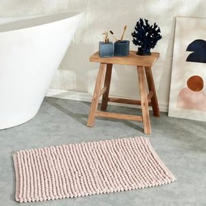 Karaca Bubbles badmat, chenille, roze, 50 x 80 cm - verfraai je badkamer met deze elegante en zachte roze chenille mat, machinewasbaar op 30 graden