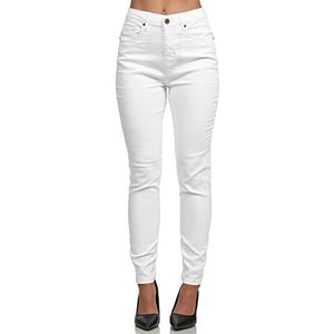 Tazzio Jeans F101 Jeans voor dames, hoge taille, denim, slimfit, stretchbroek, wit, 42