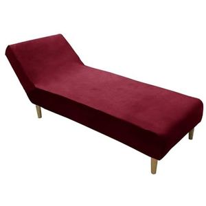 Fluwelen Pluche Chaise Lounge Hoes Luxe Chaise Stoel Hoes Stretch Armloze Chaise Lounge Beschermers Wasbare Fauteuil Bankhoes Voor Woonkamer Slaapkamer(Color:Wine red)