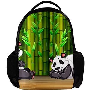 Rugzak voor vrouwen en mannen, School reizen werk Rugzak Twee Panda in Bamboo Forest, Meerkleurig, 27.5x13x40cm, Rugzak Rugzakken