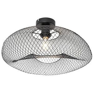 QAZQA - Moderne plafondlamp zwart - Zora | Woonkamer | Slaapkamer | Keuken - Staal Rond - E27 Geschikt voor LED - Max. 1 x 40 Watt