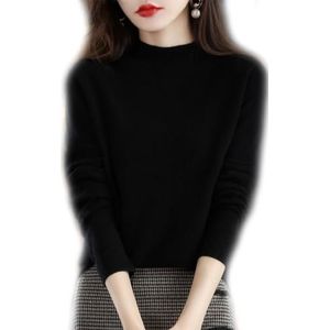 BAWUTZ kasjmier trui voor vrouwen, 100% trui basic losse coltrui blouse tops, opstaande kraag gebreide trui lange mouwen coltrui