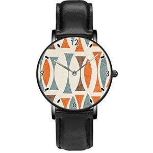 Mid-Eeuw Abstracte Geometrische Retro Stijl Print Klassieke Patroon Horloges Persoonlijkheid Business Casual Horloges Mannen Vrouwen Quartz Analoge Horloges, Zwart