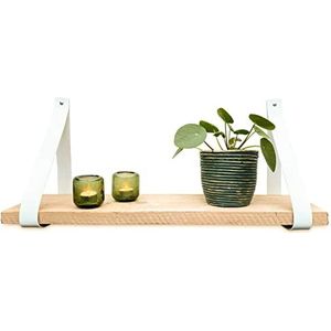 Leren plankdragers - Wit - 2 stuks - Echt lederen planken dragers - Wandplank industrieel - Legplankdrager - Schapdrager
