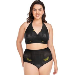 Leuke Donkere Zwarte Kat Vrouwen Bikini Sets Plus Size Badpak Twee Stukken Hoge Taille Strandkleding Meisjes Badpakken, Pop Mode, L