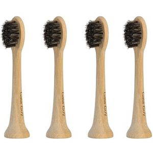 Gaia Guy Reservekoppen van zuiver bamboe en paardenhaar | 4-pack compatibel met Philips Sonicare | Geen verborgen PLA-kern | Voedselveilige coating op waterbasis