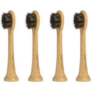 Gaia Guy Reservekoppen van zuiver bamboe en paardenhaar | 4-pack compatibel met Philips Sonicare | Geen verborgen PLA-kern | Voedselveilige coating op waterbasis