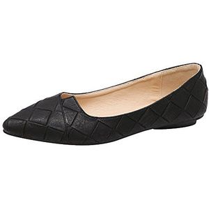 Jamron Dames Ballerinas met Spitse Neus Lichtgewicht Platte Pumps Zwart SN02711 EU37
