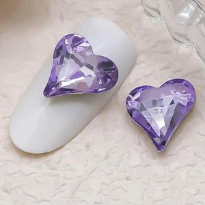 50 stuks 12×13,0 mm perzik hart nagelverbetering kristal puntige onderkant diamant sieraden ijs door liefde nagel diamant - violet 50 stuks
