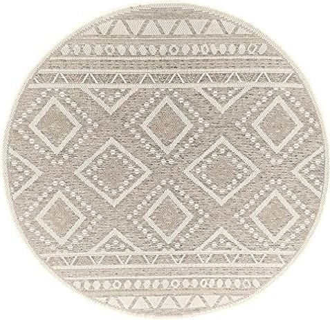 the carpet Calgary - stevig buitentapijt, plat geweven, modern design, ideaal voor keuken en eetkamer, vintage-look, boho-stijl, ook geschikt voor buitengebruik, natuur, 120 cm Rond