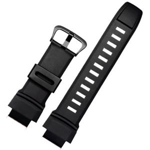 18mm vervangende horlogeband geschikt for Casio PROTREK PRG-260/550/250/500 PRW-3500/2500/5100 waterdichte siliconen zwarte band (Color : Black-black, Size : 18mm)