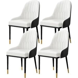 Moderne eetkamerstoelen set van 4, Scandinavische eetkamerstoel, lichte luxe keuken woonkamer stoelen PU lederen stoel met hoge rugleuning