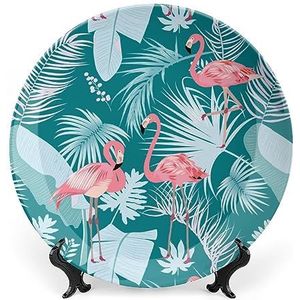 Flamingo Palm Monstera Grappige Bone China Plaat Keramische Bone Platen Decoratieve Gift Voor Nieuw Huis, Kerstdag, Moederdag