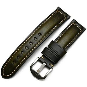 20mm 22mm 24mm 26mm handgemaakte Italiaanse bruine zwarte blauwe vintage echte lederen horlogeband riem geschikt for panai Huawei Mannen horlogeband (Color : Green, Size : 26mm)