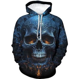 Girren Skull Hoodie Voor Mannen 3D Print Nieuwigheid Grafische Hoodies Mode Sweatshirts, Zwart1, 3XL