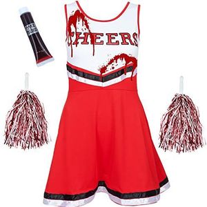 Red Star Zombie Cheerleader kostuum outfit met POM POMS - Fancy jurk kostuum Sport HIGH School Muziek Halloween Outfit - 6 kleuren/maat 6-16