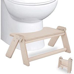 Toiletkruk inklapbaar, klapkruk voor volwassenen en kinderen met antislip coating, klapkruk, staande kruk van hout, toiletkruk van licht hout