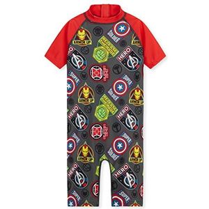 Marvel Spiderman Avengers-zwempak voor kinderen, eendelig, korte mouwen, badmode, badkleding, zomerkleding, kinderen, 3-10 jaar, Rood/Grijs Avengers, 4-5 Jaar