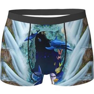 ZJYAGZX Blue Marine Life Print Heren Zachte Boxer Slips Shorts Viscose Trunk Pack Vochtafvoerende Heren Ondergoed, Zwart, L