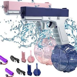 Elektrisch waterpistool, speelgoed voor volwassenen en kinderen, waterpistool met 434 ml inhoud, max. bereik 9,75 m, voor zomer, strand, zwembad, blauw en roze
