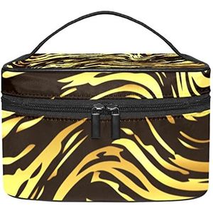 Reizen Make-up Cosmetische Case Opbergtas Abstracte Glanzende Gouden Marmeren Textuur Cosmetische Tas Draagbare Voor Meisjes Vrouwen, Meerkleurig, 22.5x15x13.8cm/8.9x5.9x5.4in