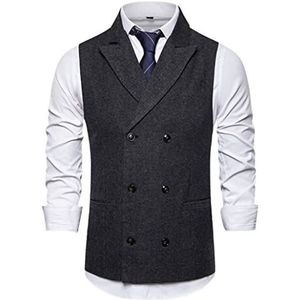 Mode Dubbele Rij Pak Vest Mannen Revers Smoking Gilet Zakelijke Trouwjurk Vesten