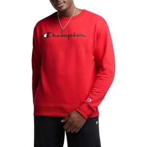 Champion Men's Graphic Powerblend Fleece Crew, Team red Scarlet Script, Large