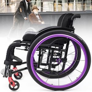 HNBYLMM Lichtgewicht Aluminium Sport Rolstoel, Paars