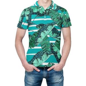 Banana Palm Leaves heren shirt met korte mouwen golfshirts regular fit tennis T-shirt casual business tops