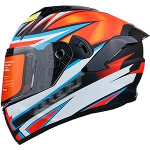 RYDZCLH Integraalmotorhelm met dubbele vizieren DOT/ECE goedgekeurde motorfiets-bromfiets-jethelm Lichtgewicht straatfiets-scooterhelmen voor heren en dames,B,XL