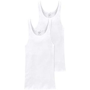 Schiesser Tanktops voor heren, dubbele rib, onderhemden Cotton Essentials, verpakking van 2 stuks, wit, 5