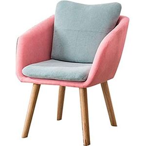 GEIRONV 50×50×73cm Eiken Poten Fluwelen Eetkamerstoelen,Balkon Lounge Fauteuil voor Woonkamer Slaapkamer Keuken Fauteuils 1 Stuk Eetstoelen (Color : Pink+blue, Size : 50x50x73cm)