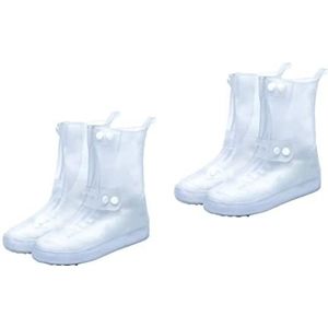 2 Paar Mannen en Vrouwen Antislip Schoenen Tall Barrel Draagbare Regen Overschoenen Herbruikbare Regen Boot Waterdicht Regen Boot Covers Regen Boot Schoen Cover