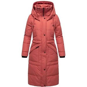 MARIKOO Ayumii Winterjas voor dames, warme gewatteerde jas, lang, met capuchon, maat S-3XL, rood (rouge), XXL
