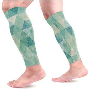 EZIOLY Geometrische sport kalf compressie mouwen been compressie sokken kuitbeschermer voor hardlopen, fietsen, moederschap, reizen, verpleegkundigen