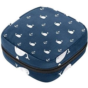 Maandverband Opbergtas, Vrouwelijke Product Pouches Draagbare Periode Kit Bag voor Meisjes Vrouwen Dames Walvis, Meerkleurig, 4.7x6.6x6.6 in/12x17x17 cm