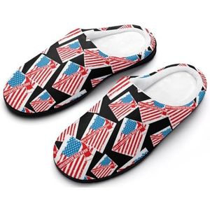 Beste Brandweerman Vader Ooit USA Vlag Winter Warm Heren Slippers Rubberen Zool Comfortabele Katoenen Huis Schoenen Voor Dagelijks Dragen, Stijl 10, 13-14（46-47）