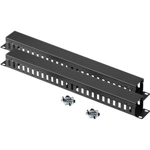 Kwmobile 1U kabelgoot serverkast 19 inch - Set van twee - Kabelmanagement van metaal met afdekplaat - 1U 19¨ (inch) - kabel organiser met 24 plaatsen