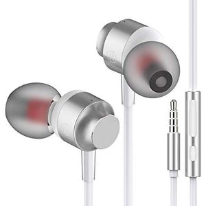 Garegce In Ear Hoofdtelefoon, Magnetische oordopjes Oortelefoon Bedraad met microfoon en volumeregeling voor Huawei/iPad/Tablet ZILVER