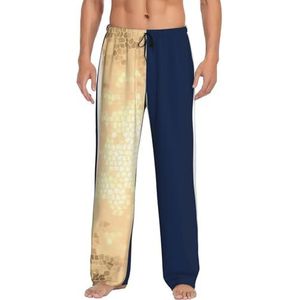 WYCZHY Goud Blauw Wit Mannen Pyjama Bottoms Pyjama Broek Voor Mannen Lounge Slaap Bodem Pj Broek Zacht Met Zakken, Zwart, S