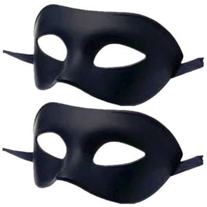 LECMACY Set van 2 gemaskerde balmaskers voor dames en heren, van zeer elastisch kunststof, opvouwbaar, effen, geschikt voor alle eindejaarsbal, zwart