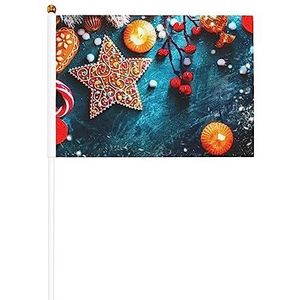 Kerst Kaars Gedrukt Handheld Vlaggen Set 5.5 X 8.2 In Outdoor Decoratie Parade Vlag Racing Vlaggen