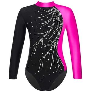Gymnastiek Turnpakje Ballet Danskostuums Voor Kinderen Meisjes, Turnpakje Lange Mouw Turnpakje Training Bodysuit, Slot Hole Rug, Skating Dance Kleding Kunst, Roze, 8