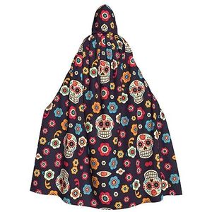 WURTON Mexicaanse Schedel Print Halloween Wizards Hooded Gown Mantel Kerst Hoodie Mantel Cosplay Voor Vrouwen Mannen