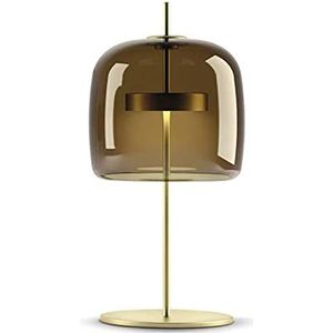 Tafellamp 9,4 ""Amberkleurige glazen tafellampen, 9W gemonteerde glazen cilinderkap met messing voet Nachtkastjelamp voor woonkamer, slaapkamer, studeerkamer, 3000k (oranje)
