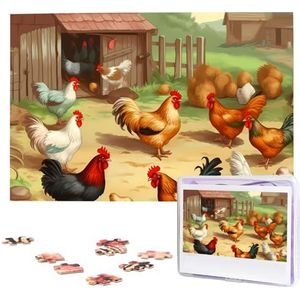 KHiry Puzzels, 1000 stukjes, gepersonaliseerde legpuzzels, gebraden kip, kip, boerderij, fotopuzzel, uitdagende puzzel voor volwassenen, personaliseerbare puzzel met opbergtas (74,9 cm x 50 cm)