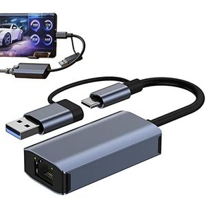USB-Ethernet | 1000 Gigabit USB3.0 Type C LAN-netwerkadapter - 2-in-1 USB Lan-adapter Ondersteunt voor Win, Linux, mobiele harde schijf, laptop, pc Backlight