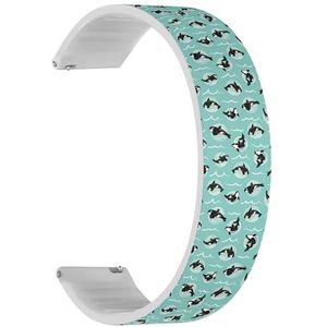 RYANUKA Solo Loop Strap Compatibel met Amazfit Bip 3, Bip 3 Pro, Bip U Pro, Bip, Bip Lite, Bip S, Bip S lite, Bip U (Orcas Bubbles) Quick-Release 20 mm rekbare siliconen band band accessoire,