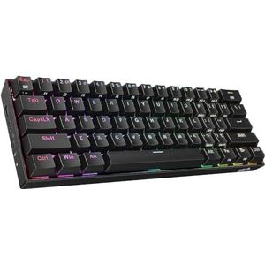Redragon Draconic K530-Pro Draadloos mechanisch gamingtoetsenbord 60% 61 TKL-toetsen | 2,4 GHz Bluetooth 3,0-5.0 USB | Compact gaming-toetsenbord | bruine schakelaars | RGB-verlichting | kleur zwart